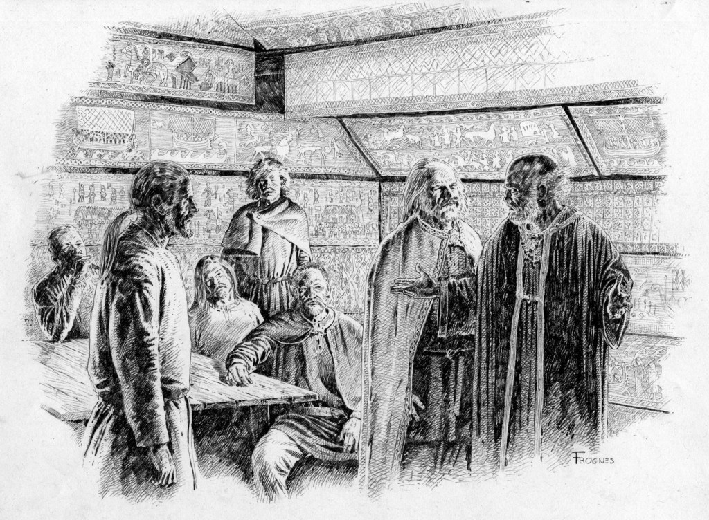 Saint Olav discussing with his&nbsp;followers